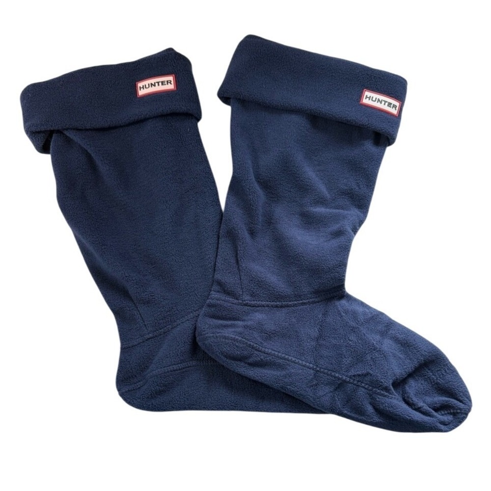 Hunter Navy‎ Blue Fleece Tall Boot Socks Fold-Over Cuff Boot Liners Cozy Size 10